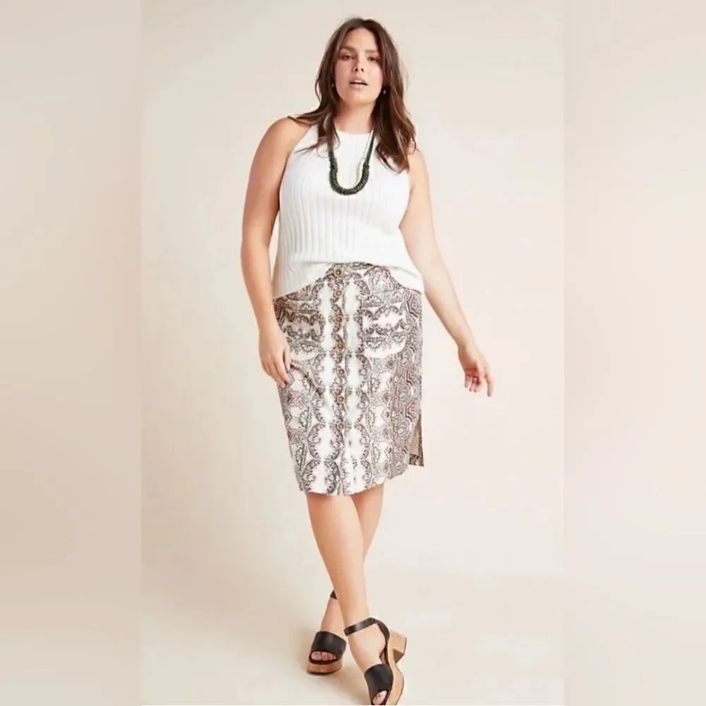 Maeve Anthropologie Button Preppy Academia Coastal ClassicโSkirt 0โ